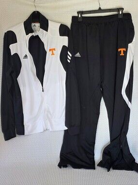 Vintage Adidas Women’s Black & White Track Jacket and Pants with TN Logo